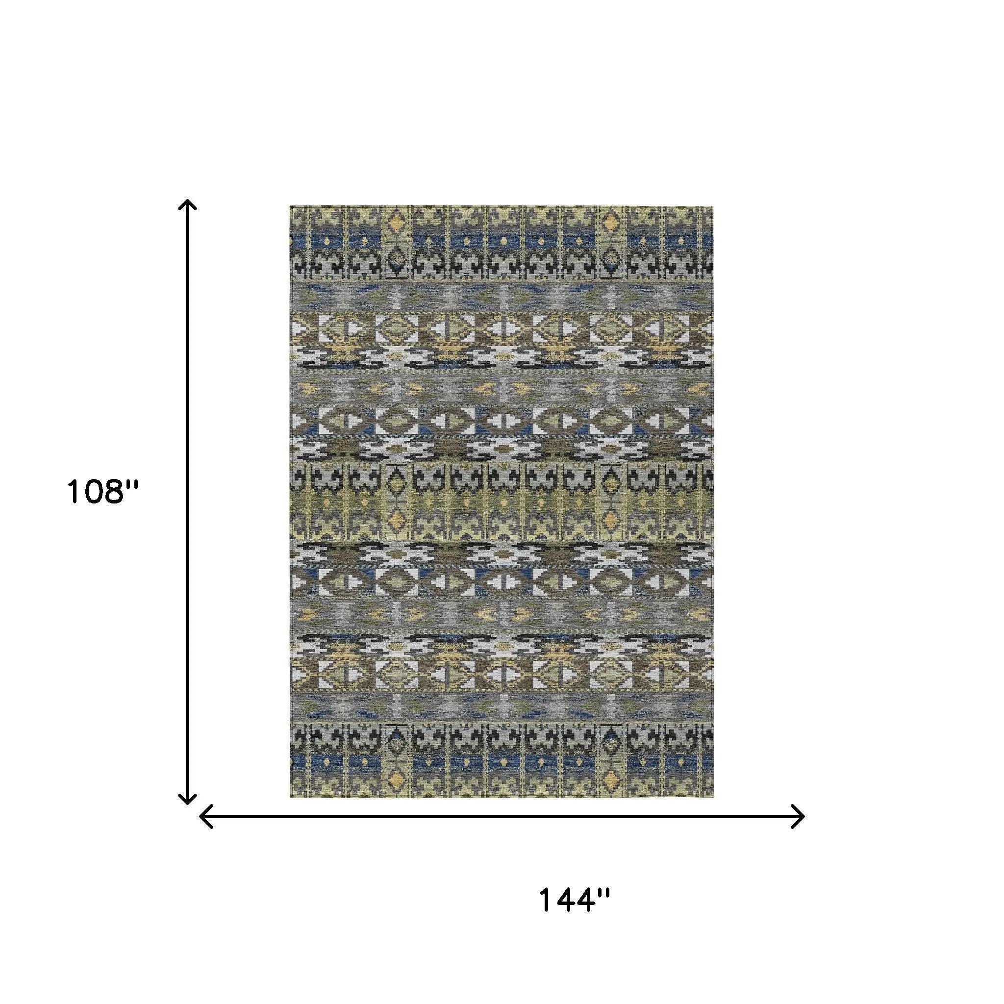 9' X 12' Gray And Graphite Geometric Washable Indoor Outdoor Area Rug Homeroots Outdoor